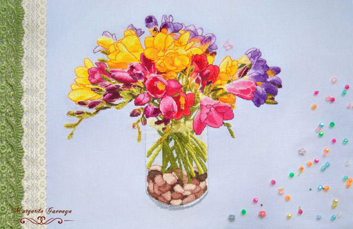 Freesias - PDF Counted Cross Stitch Pattern - Wizardi