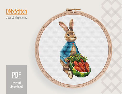 Funny bunny Cross stitch pattern Rabbit Cross Stitch pdf Modern cross stitch pattern Nursery cross stitch Woodland cross stitch Carrot - Wizardi