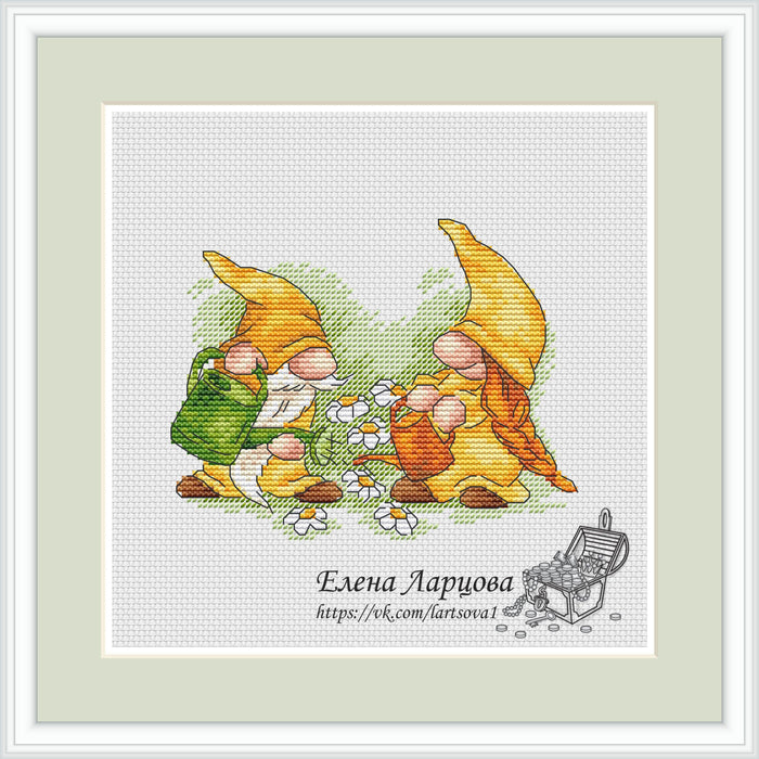 Garden Dwarfs. Chamomiles - PDF Cross Stitch Pattern - Wizardi