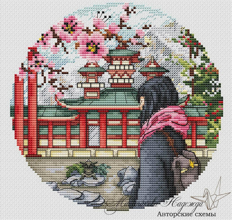 Garden of Stones. Japan - PDF Cross Stitch Pattern - Wizardi