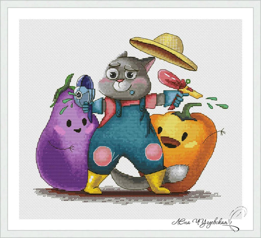 Gardener and ratatouille - PDF Cross Stitch Pattern - Wizardi