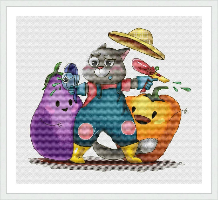 Gardener and ratatouille - PDF Cross Stitch Pattern - Wizardi