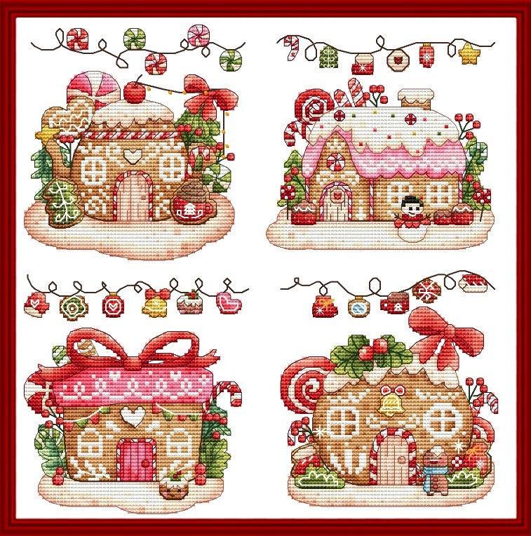 Gingerbread houses 2023 - PDF Cross Stitch Pattern - Wizardi