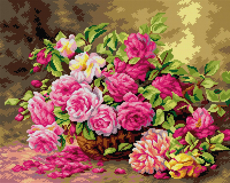 Gobelin canvas for halfstitch without yarn after Albert Tibule Furcy de Lavault - Roses 2703M - Wizardi