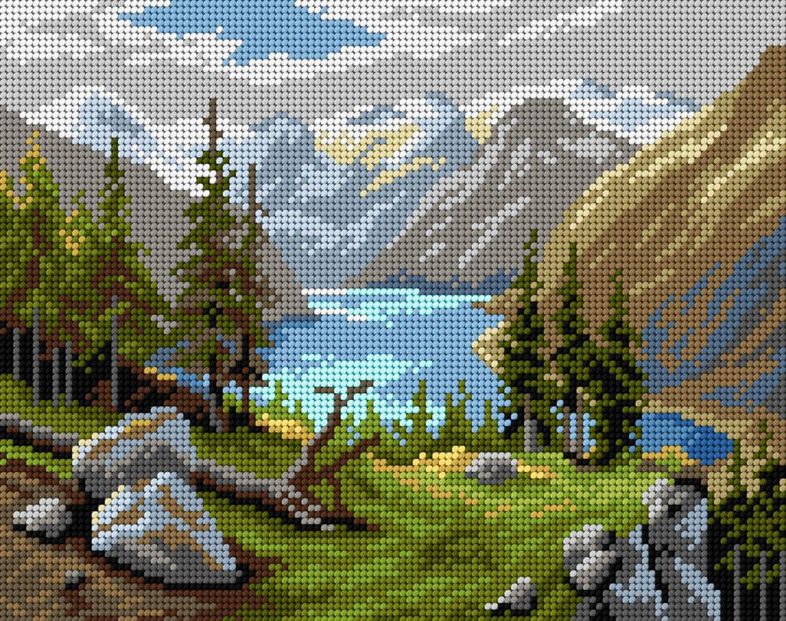 Gobelin canvas for halfstitch without yarn after Georg Jannus - Lake Hallstatt 3315H - Wizardi