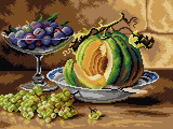 Gobelin canvas for halfstitch without yarn after Louis Letsch - Still Life Pumpkins - Wizardi