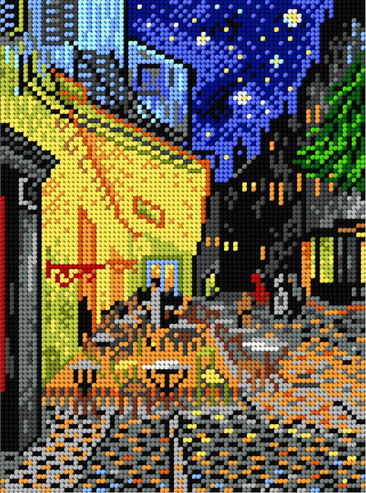 Gobelin canvas for halfstitch without yarn after Vincent van Gogh - Cafe Terrace at Night 1815F - Wizardi