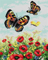 Gobelin canvas for halfstitch without yarn Butterflies on a Meadow - Wizardi