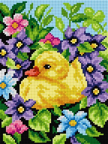 Gobelin canvas for halfstitch without yarn Duckling - Wizardi