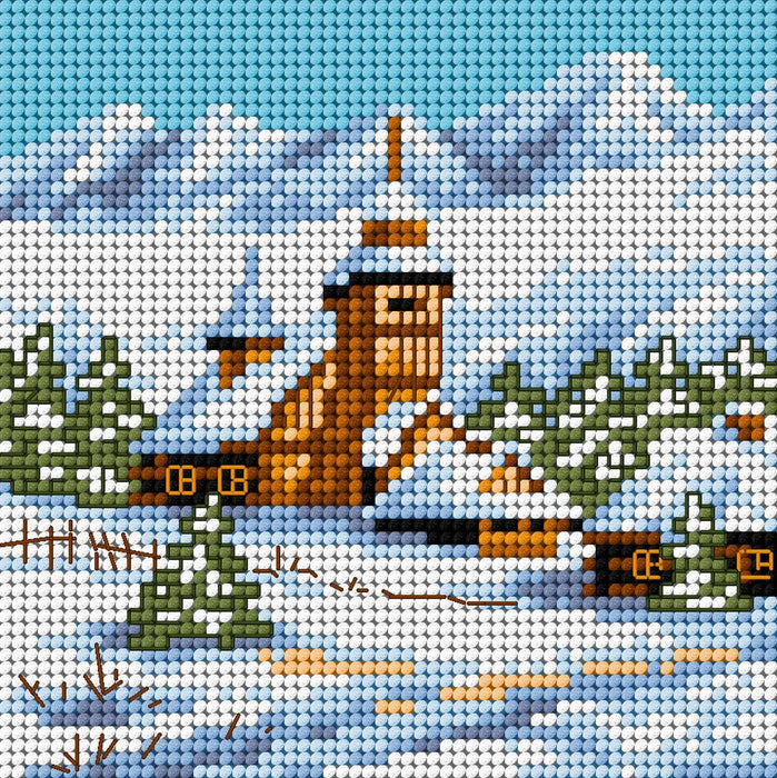 Gobelin canvas for halfstitch without yarn Winter Lanscape with Church 2168D - Wizardi