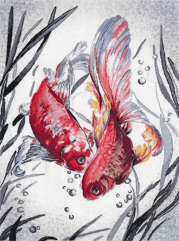 Golden Fishes PK-018 Counted Cross Stitch Kit - Wizardi