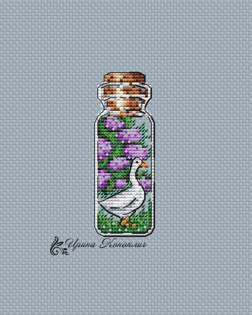 Goose Bottle on Plastic Canvas - PDF Counted Cross Stitch Pattern - Wizardi