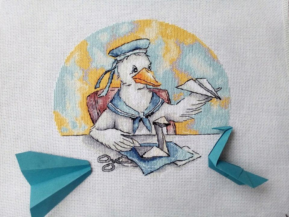 Goose with Origami - PDF Cross Stitch Pattern - Wizardi