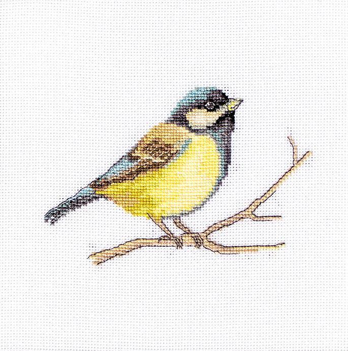 Great tit B1155L Counted Cross-Stitch Kit - Wizardi