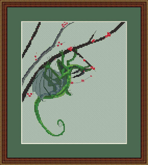 Green Dragon - PDF Free Cross Stitch Pattern - Wizardi