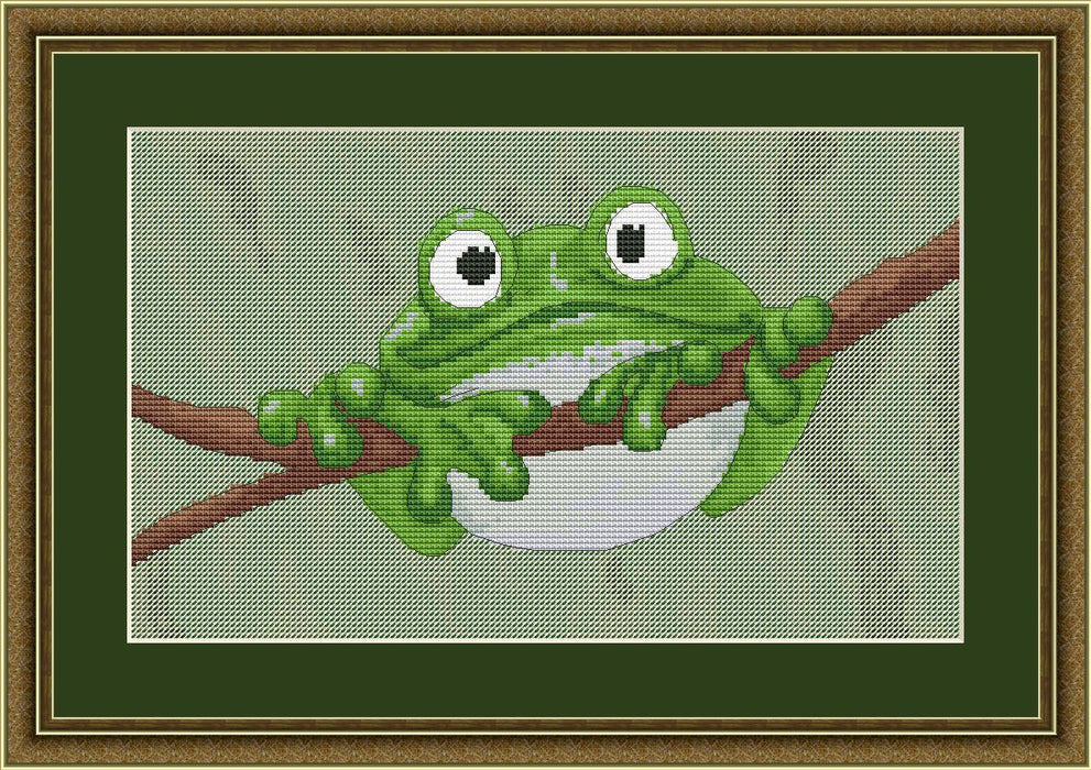 Green Frog - PDF Free Cross Stitch Pattern - Wizardi