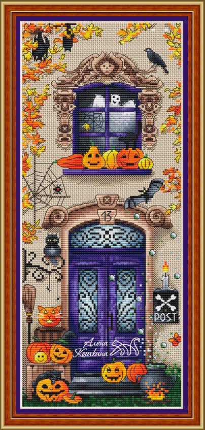 Halloween Balcony - PDF Cross Stitch Pattern - Wizardi