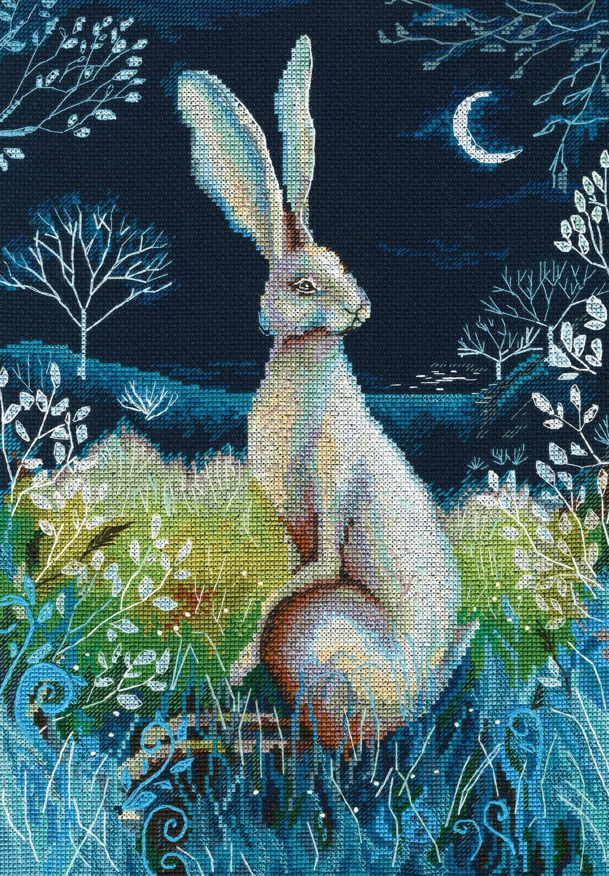 Hare by night M611 Counted Cross Stitch Kit - Wizardi