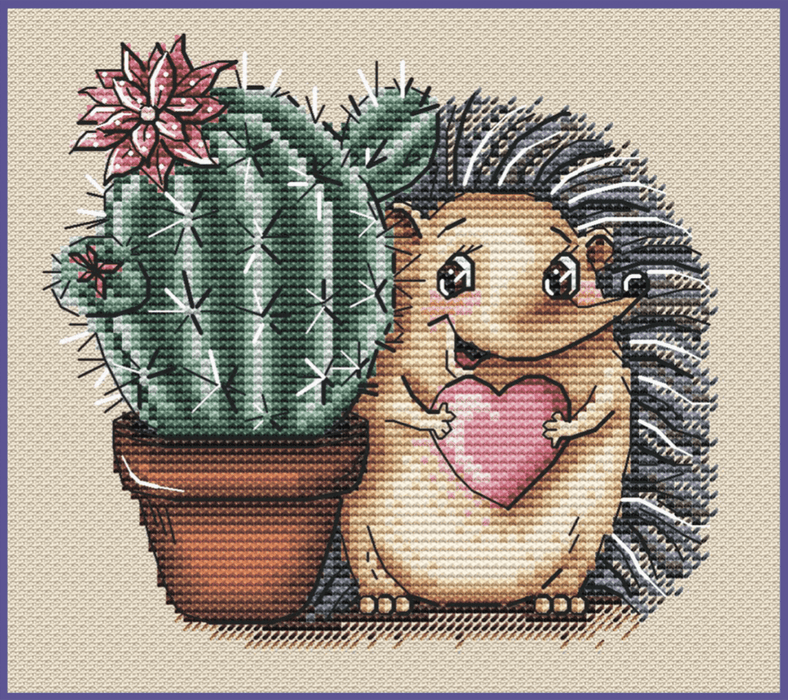 Hedgehog in Love - PDF Cross Stitch Pattern - Wizardi