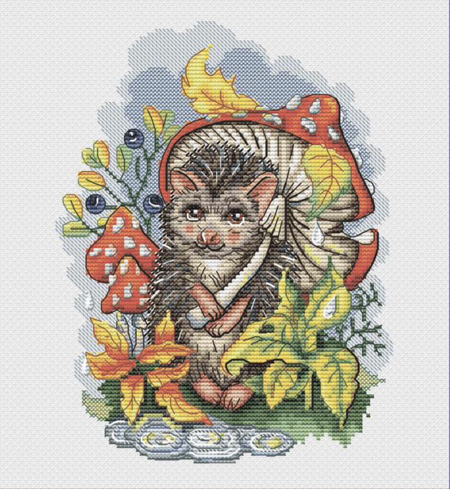 Hedgehog with Mushroom - PDF Cross Stitch Pattern - Wizardi