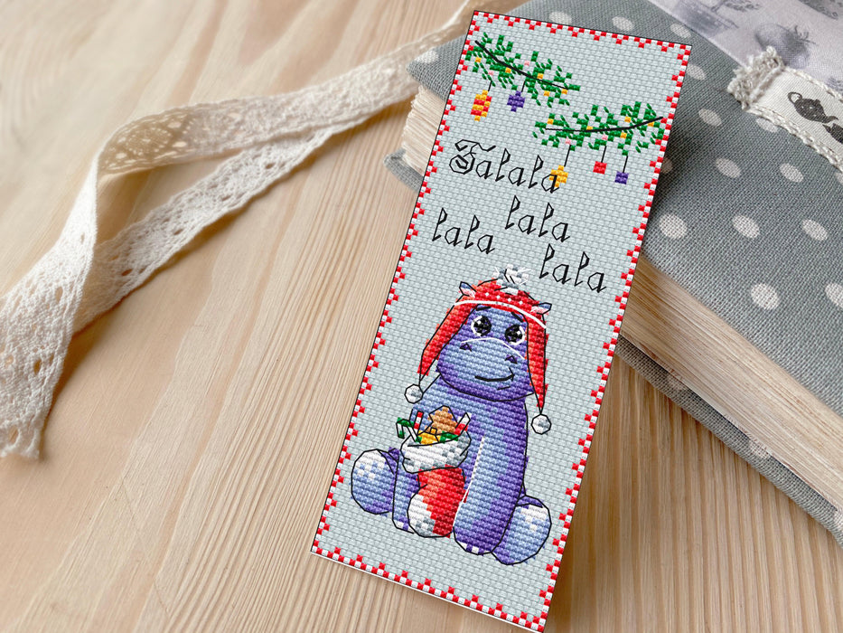 Hippo Bookmark - PDF Cross Stitch Pattern - Wizardi