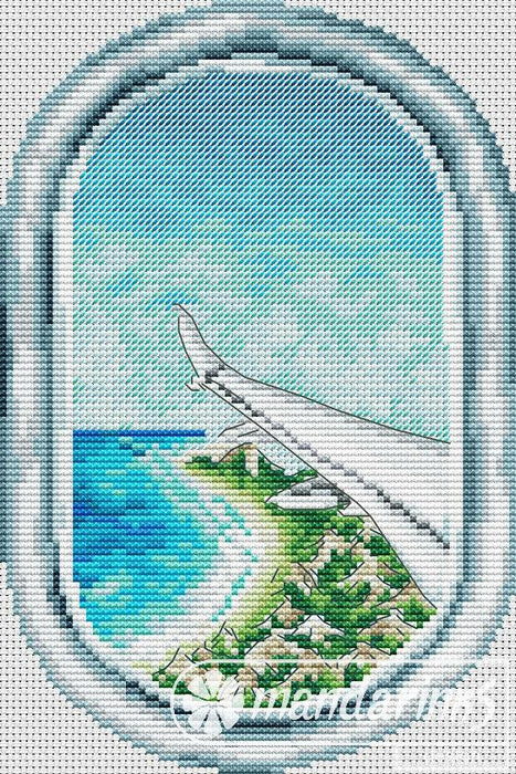 Holiday Time. Tropics. Wing of Plane - Free PDF Cross Stitch Pattern - Wizardi