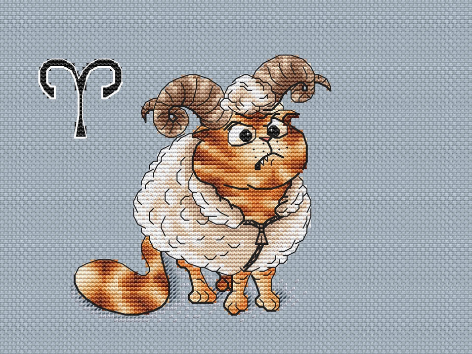 Horoscope. Aries - PDF Cross Stitch Pattern - Wizardi