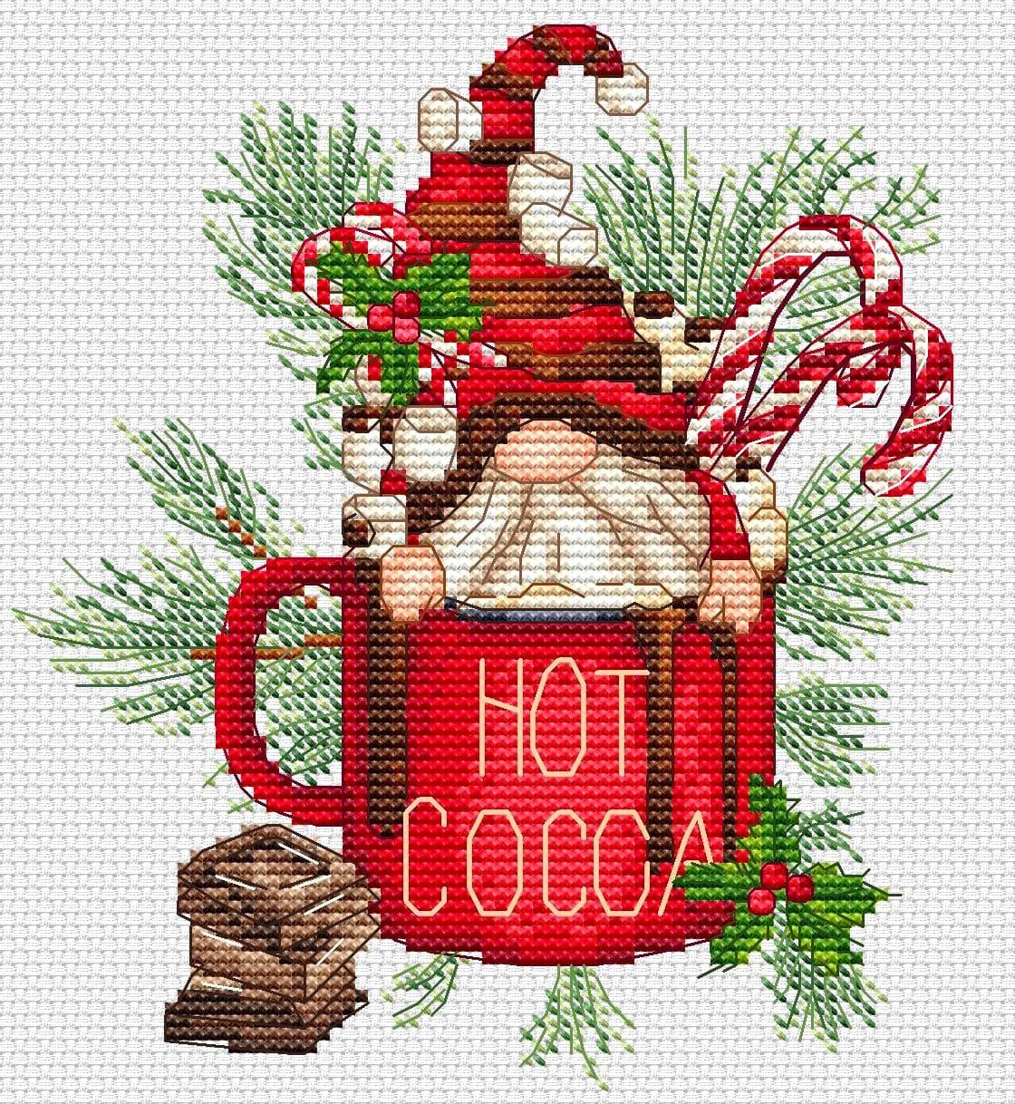 Hot cocoa gnome 2022 - PDF Cross Stitch Pattern - Wizardi