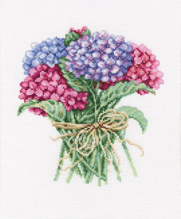 Hydrangea bouquet M564 Counted Cross Stitch Kit - Wizardi