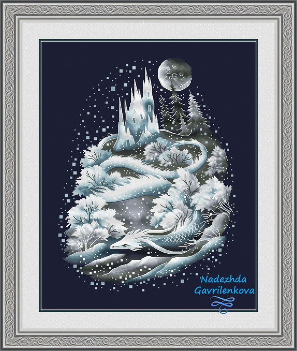 Ice dragon - PDF Counted Cross Stitch Pattern - Wizardi