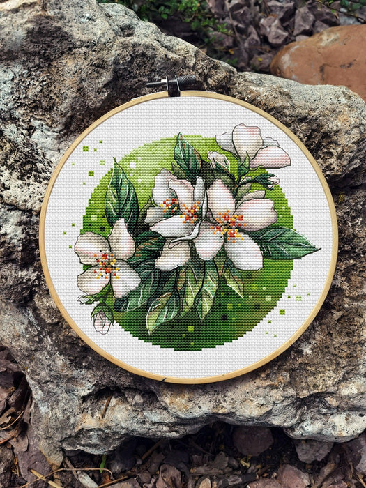 Jasmine Flowers - PDF Cross Stitch Pattern - Wizardi