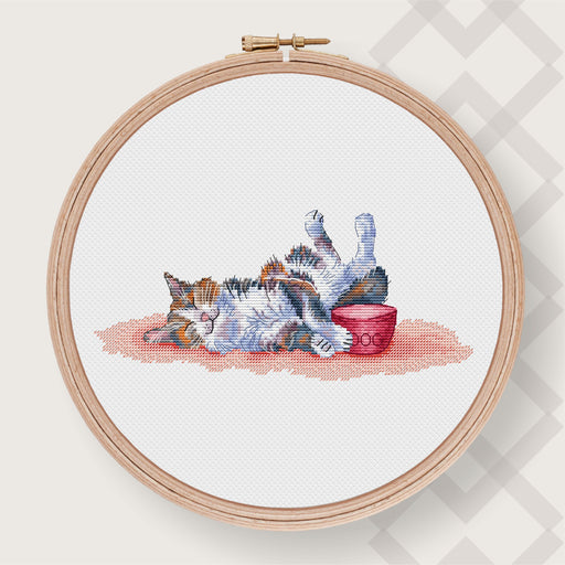 Kitten Cross stitch pattern PDF for instant download Digital counted cross stitch chart Little Thief Cross stitch design - Wizardi