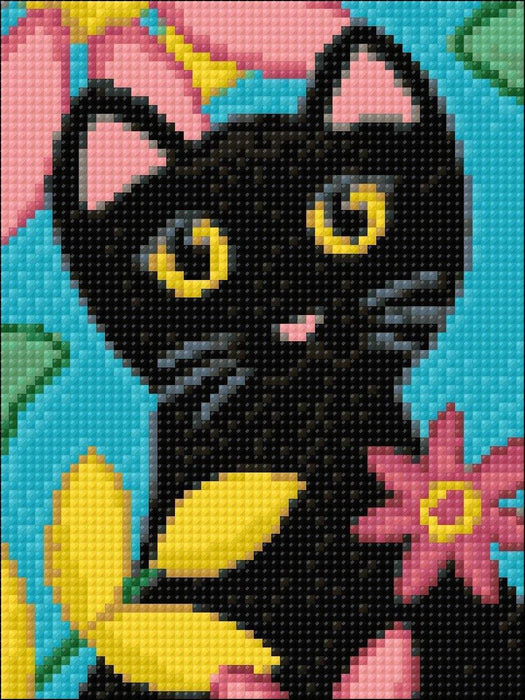 Kitty and Flowers CS2359 5.9 x 7.9 inches Crafting Spark Diamond Painting Kit - Wizardi