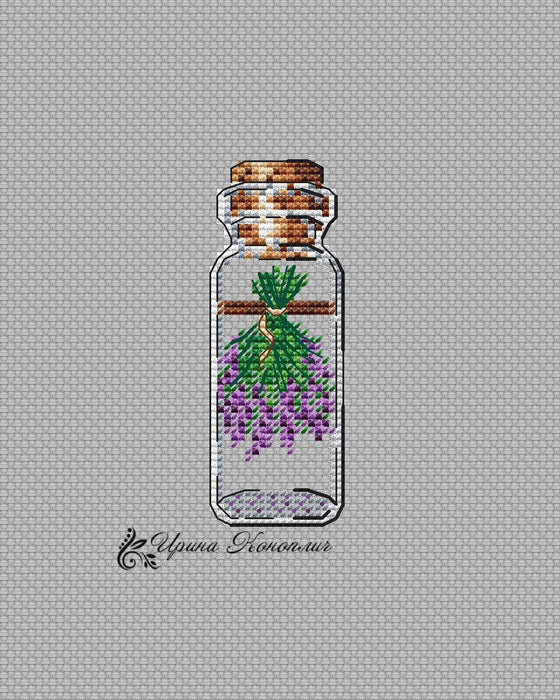 Lavender Bottle on Plastic Canvas - PDF Counted Cross Stitch Pattern - Wizardi