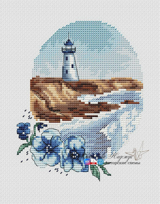 Lighthouse on the Shore - PDF Cross Stitch Pattern - Wizardi