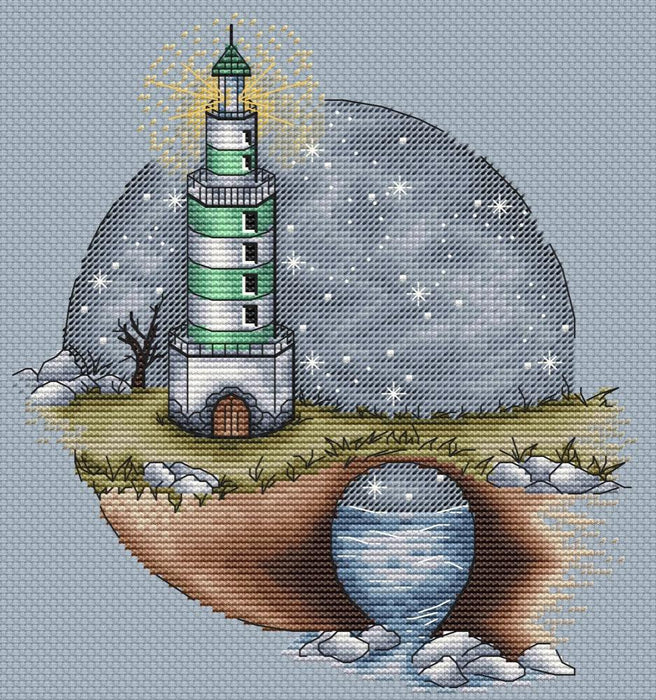 Lighthouse with a Bridge - PDF Cross Stitch Pattern - Wizardi