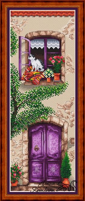Lilac Balcony - PDF Cross Stitch Pattern - Wizardi