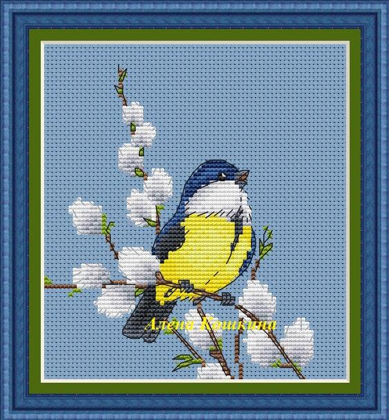 Little Bullfinch - PDF Cross Stitch Pattern - Wizardi