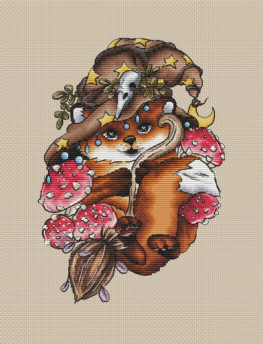 Little Fox witch - PDF Cross Stitch Pattern - Wizardi