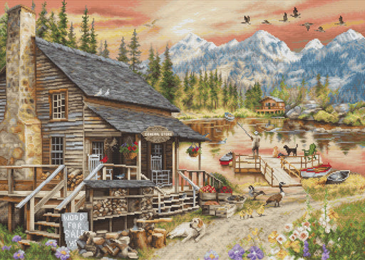 Log Cabin General Store B2413L Counted Cross-Stitch Kit - Wizardi