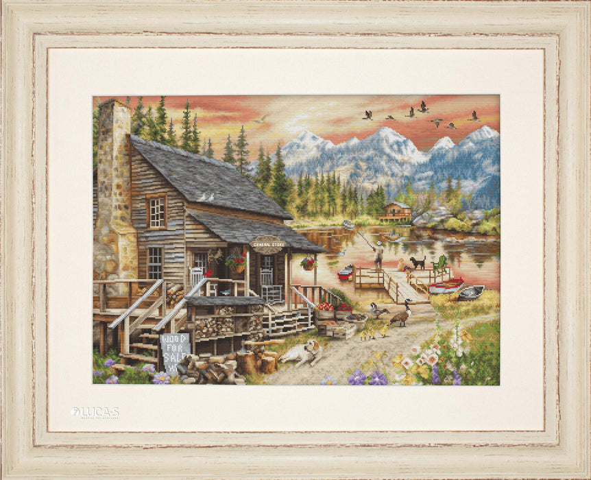 Log Cabin General Store B2413L Counted Cross-Stitch Kit - Wizardi