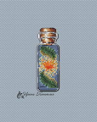 Magic Flower Bottle on Plastic Canvas - PDF Counted Cross Stitch Pattern - Wizardi