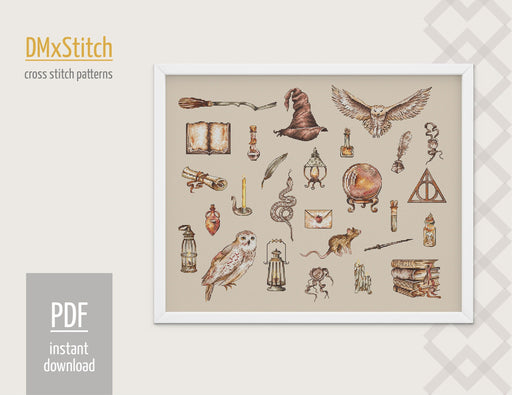 Magic sampler Cross stitch pattern Fandom Cross Stitch pdf Modern cross stitch pattern Wizard cross stitch Counted cross stitch - Wizardi