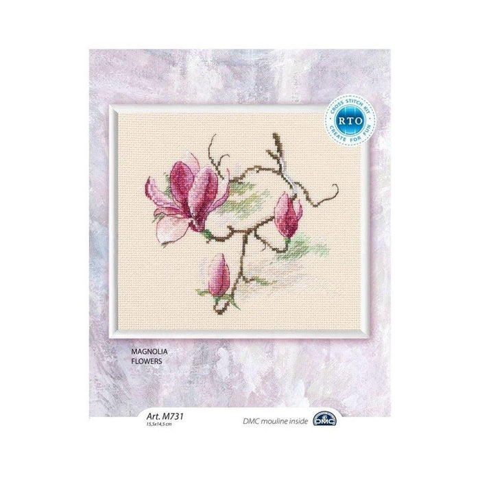 Magnolia flowers M731 Counted Cross Stitch Kit - Wizardi