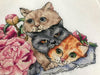 March Cats. Kittens with Peonies - PDF Cross Stitch Pattern - Wizardi