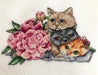 March Cats. Kittens with Peonies - PDF Cross Stitch Pattern - Wizardi