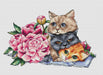 March Cats. Kittens with Peonies - PDF Cross Stitch Pattern - Wizardi