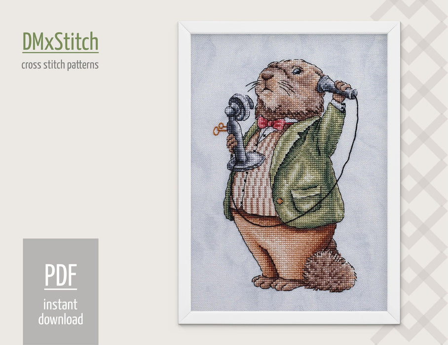 Marmot Cross stitch pattern Beaver Cross Stitch pdf Modern cross stitch pattern Cute cross stitch Woodland animal cross stitch Animal Forest - Wizardi