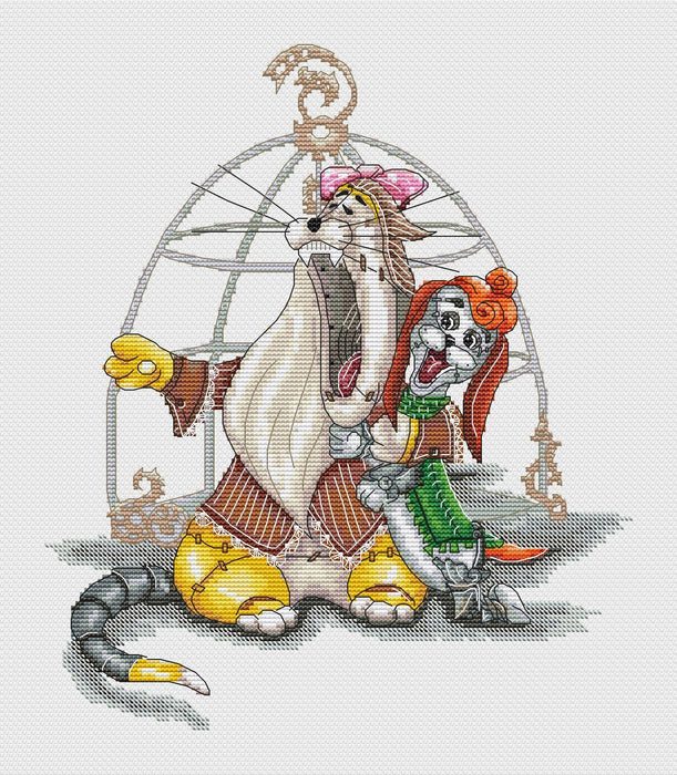 Matilda and Puppy - PDF Cross Stitch Pattern - Wizardi