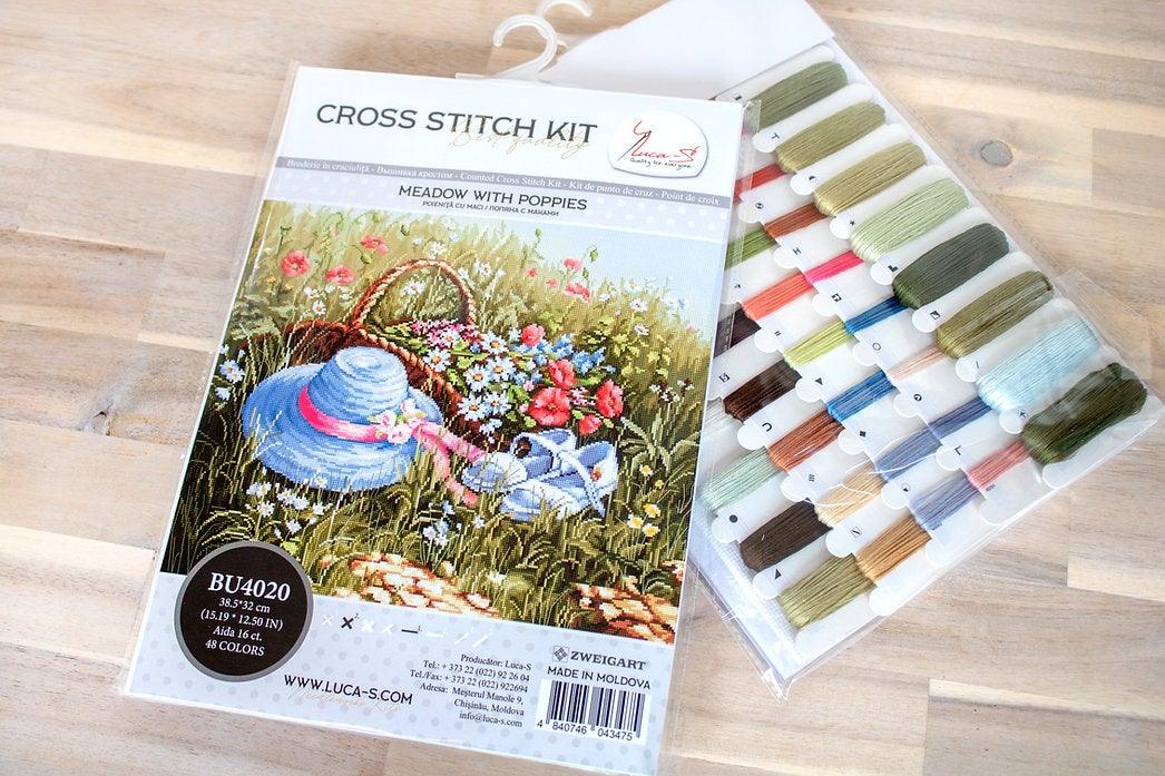 Meadow with poppies BU4020L Counted Cross-Stitch Kit - Wizardi